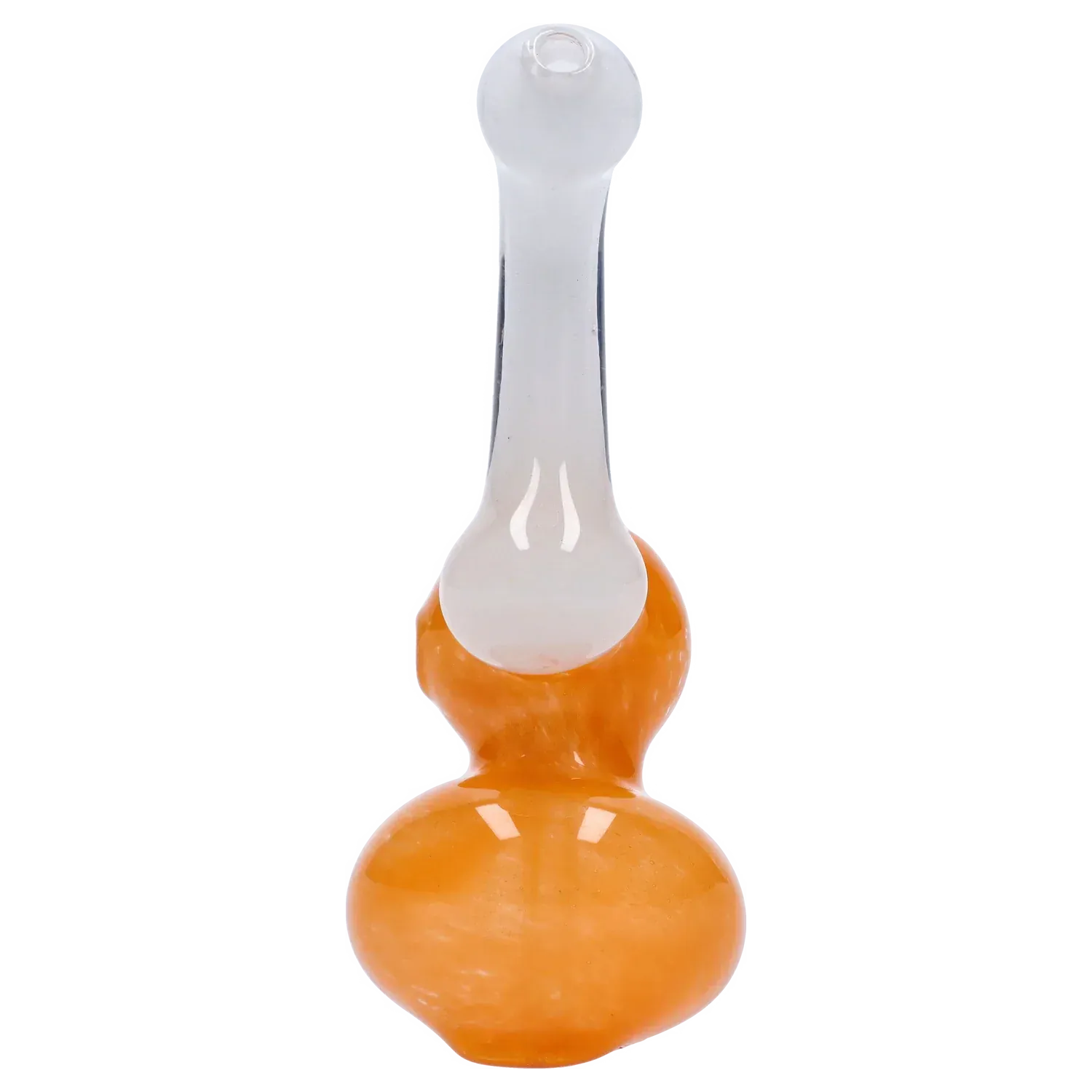 Top-down view of the Mini Bubbler with Colored Tube showing its white neck and orange bulbous base against a white background