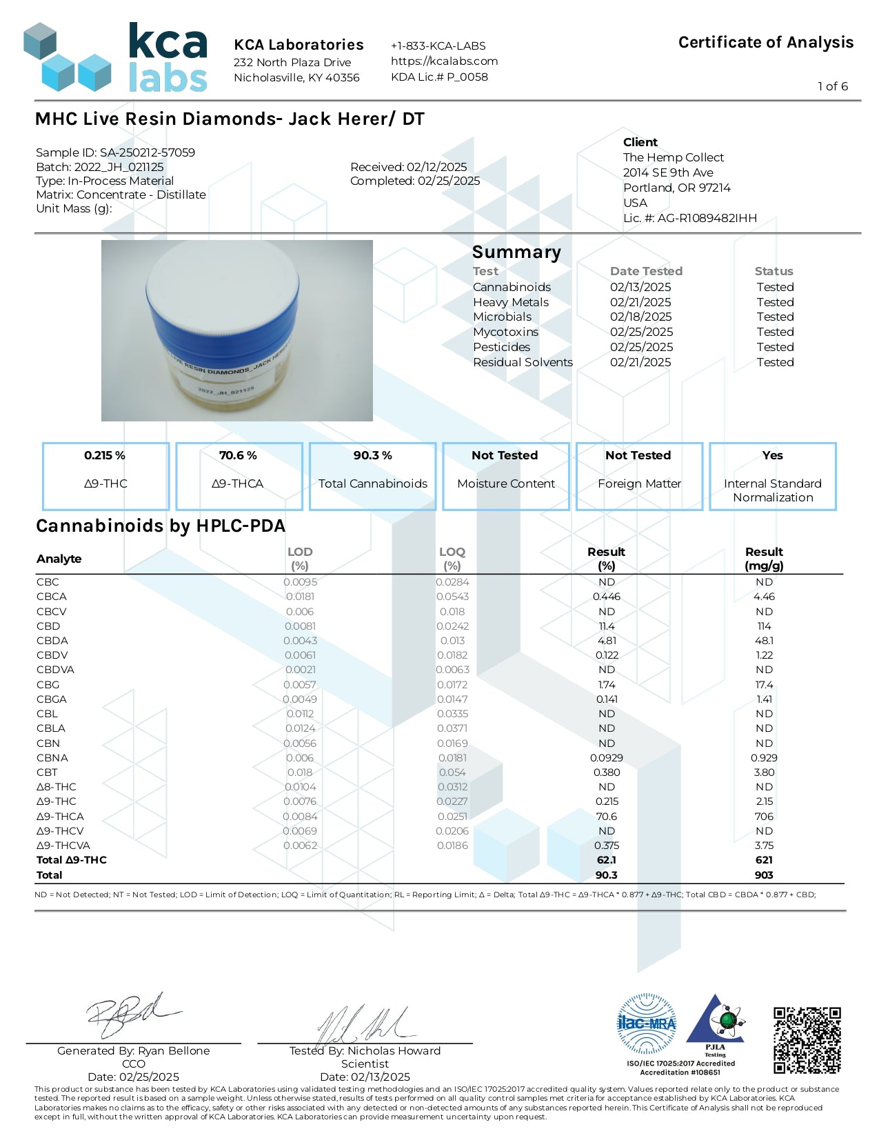 Modern Herb Co Dispensary Grade Live Resin THCA Dabs - 2g