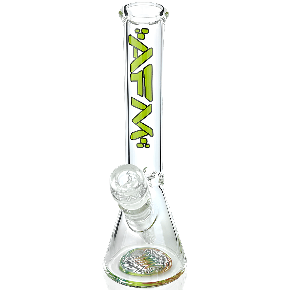 AFM Smoke Bong Green 10" AFM Glass Rasta Clear Glass Mini Beaker Bong