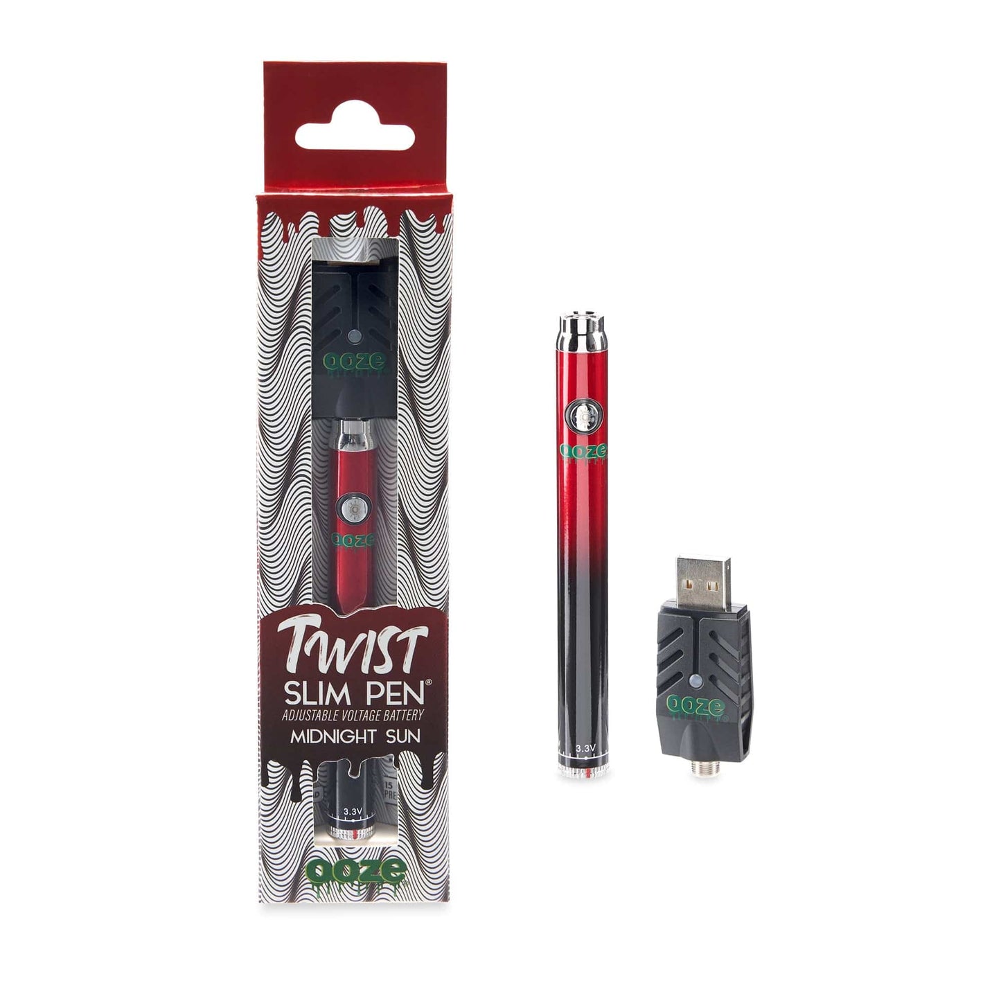 Ooze Batteries and Vapes Ooze Slim Twist 510 Thread 320 mAh CBD Vape Pen Battery + USB Charger
