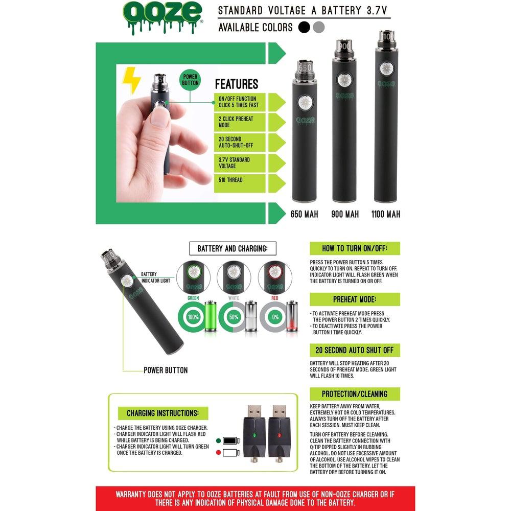 Ooze Vaporizer Chrome 1100 Battery Vape - 5 Pack