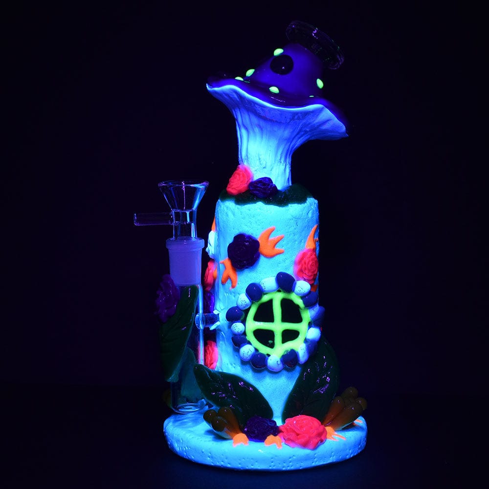 Daily High Club Bong Flower And Shroom Cottage Glow Water Pipe