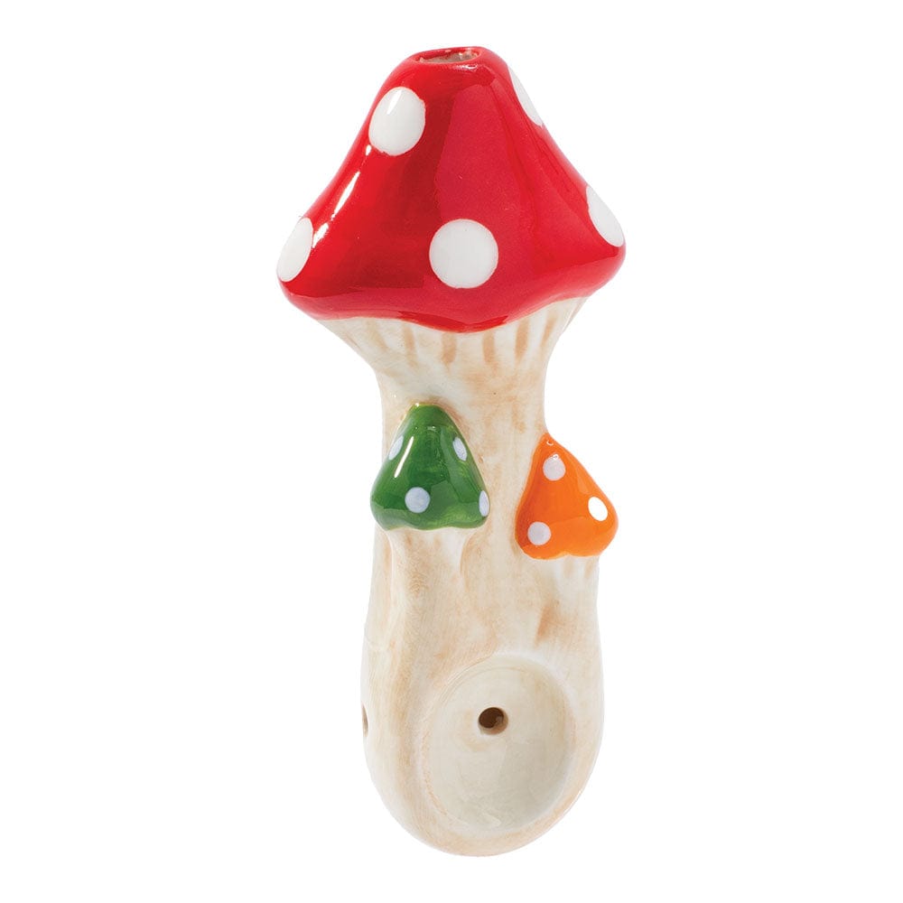 Wacky Bowlz Hand Pipe 4" Tri Mushroom Ceramic Pipe