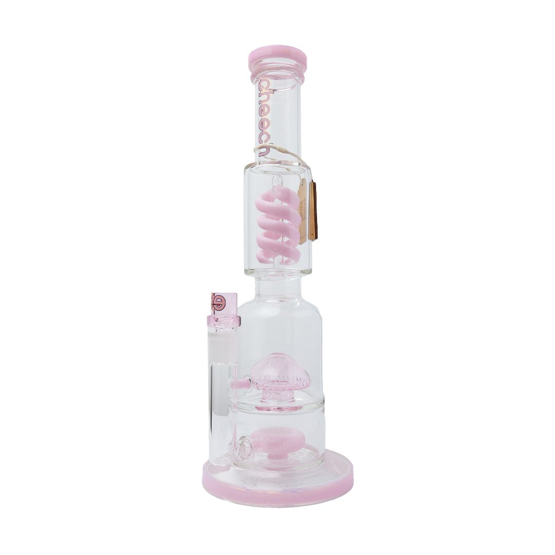 Cheech Glass Bong Pink 15.5" Triple Threat Water Pipe