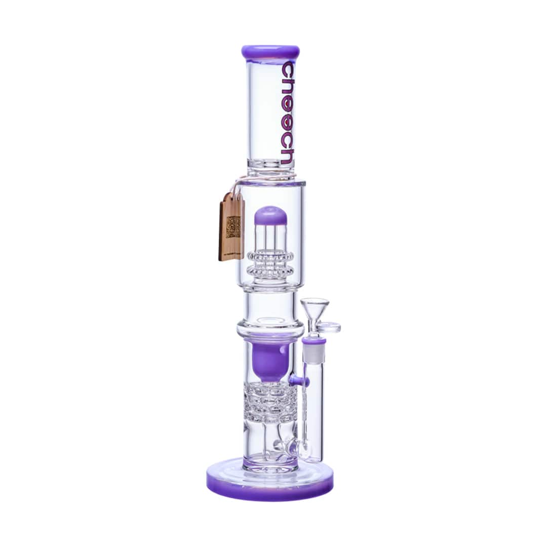 Cheech Glass Bong Purple 16" Shower Head Recycler Water Pipe