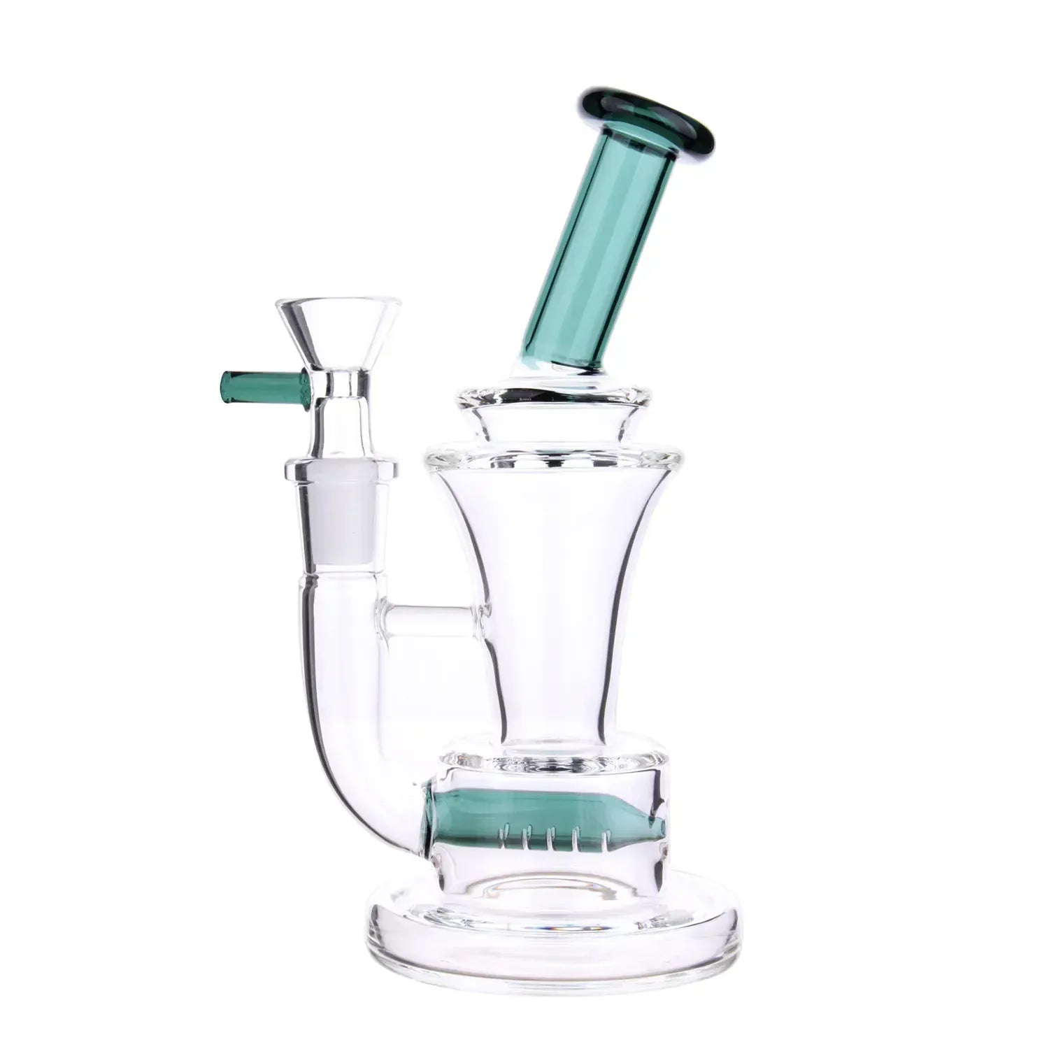 DHC Bent Neck with Colored Inline Perc Bong - 6.7 in.