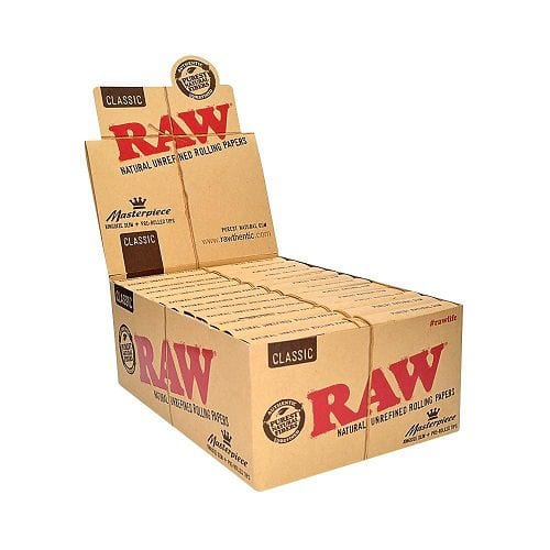 RAW Papers 1 1/4 / Box of 24 Raw "Masterpiece" Papers + Prerolled Tips
