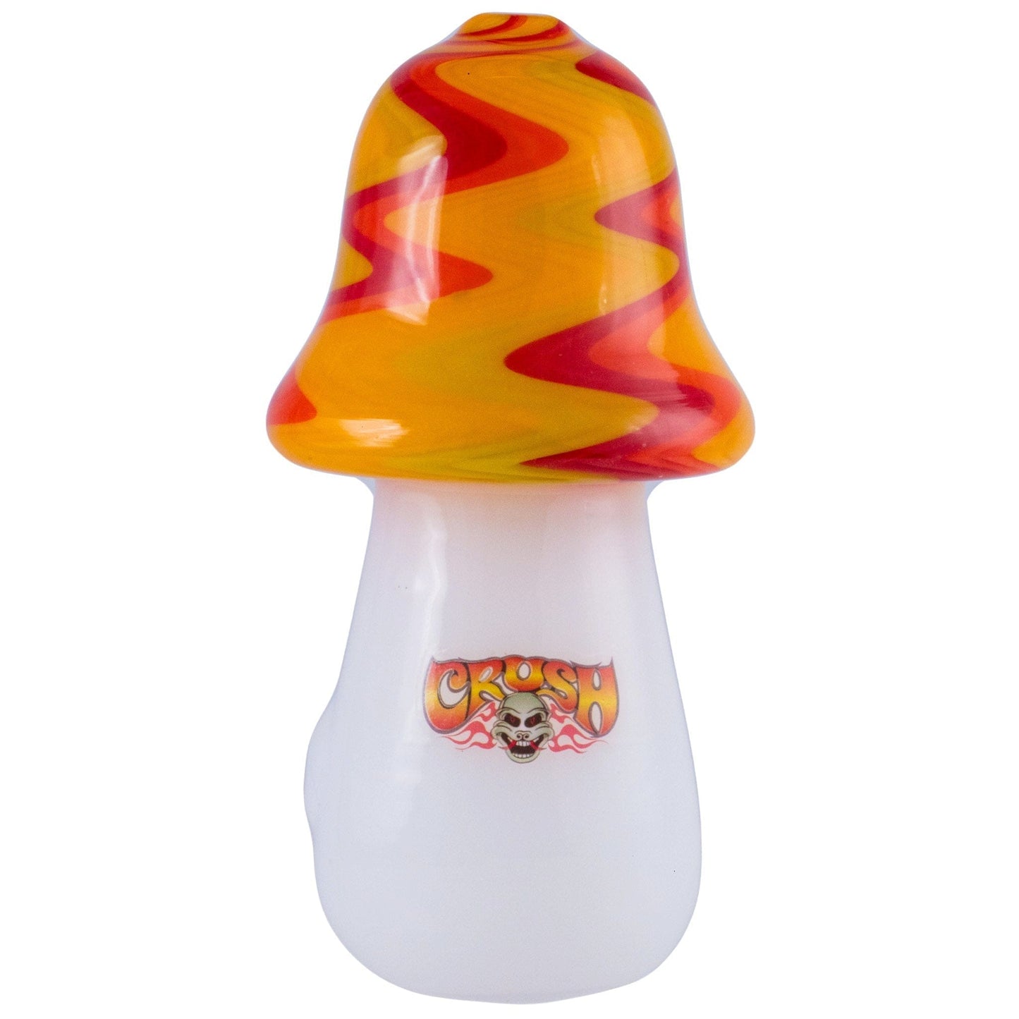 Crush Hand Pipe Orange Heady Topper Colorful Mushroom Hand Pipe w/ Dragon Badge