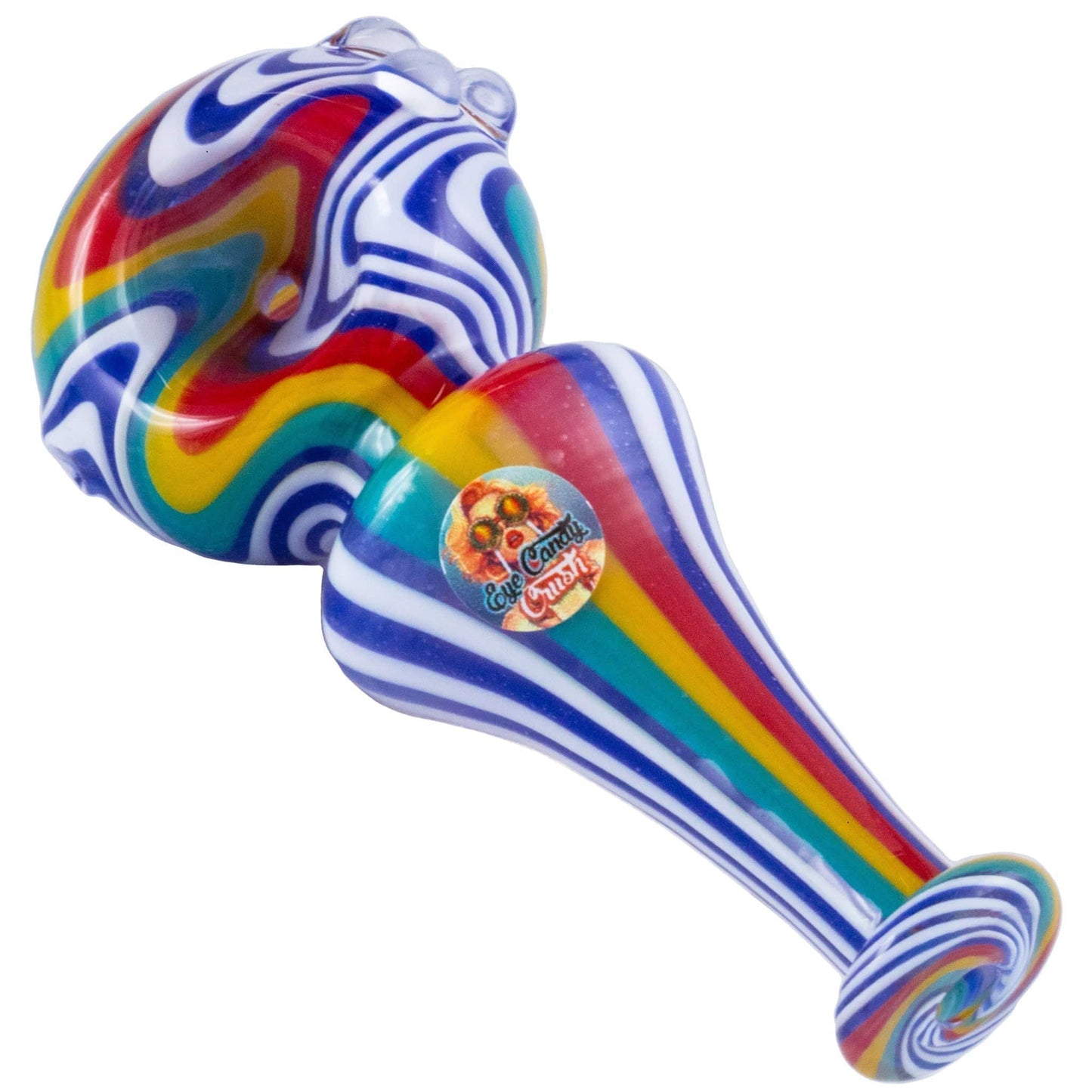 Crush Hand Pipe Blue White Line Eye Candy Artisan Hand Pipe