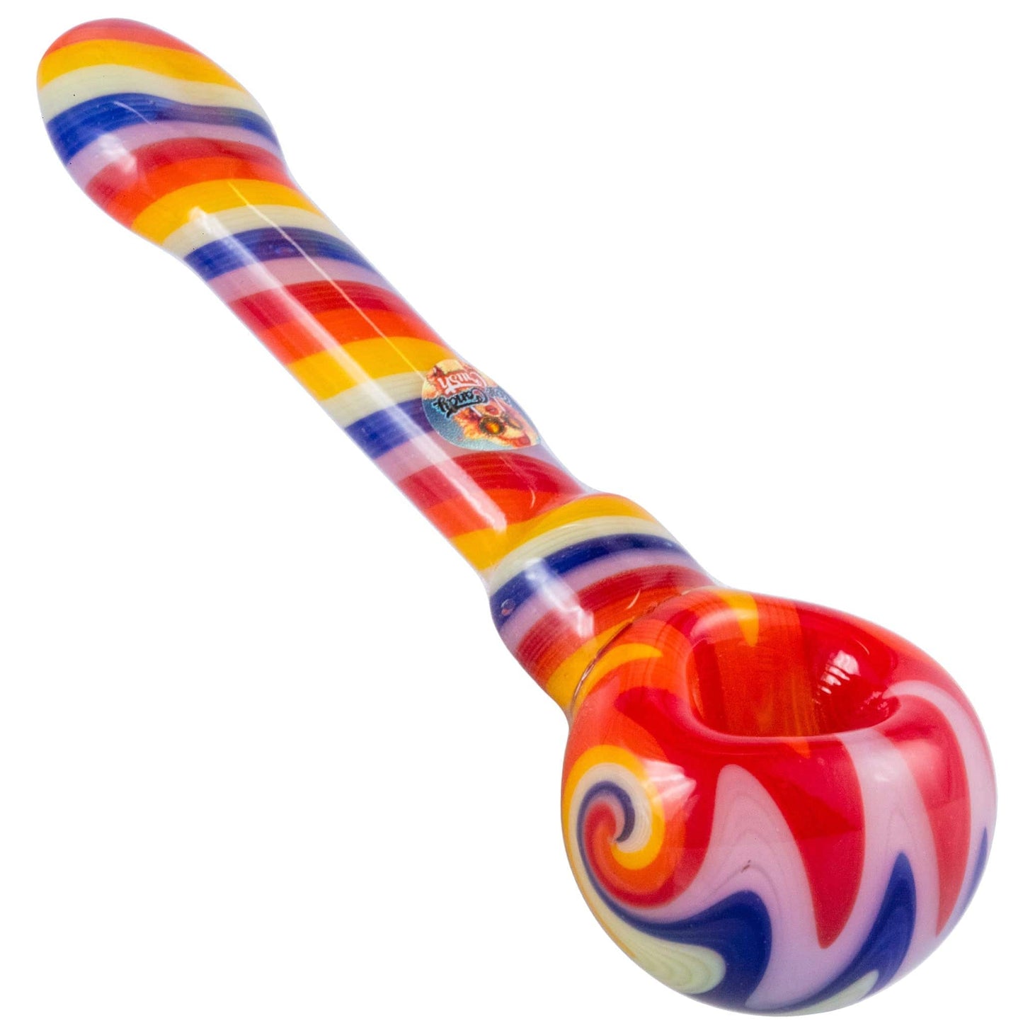 Crush Hand Pipe Multicolor Eye Candy Long Hand Pipe w/Flat Mouthpiece