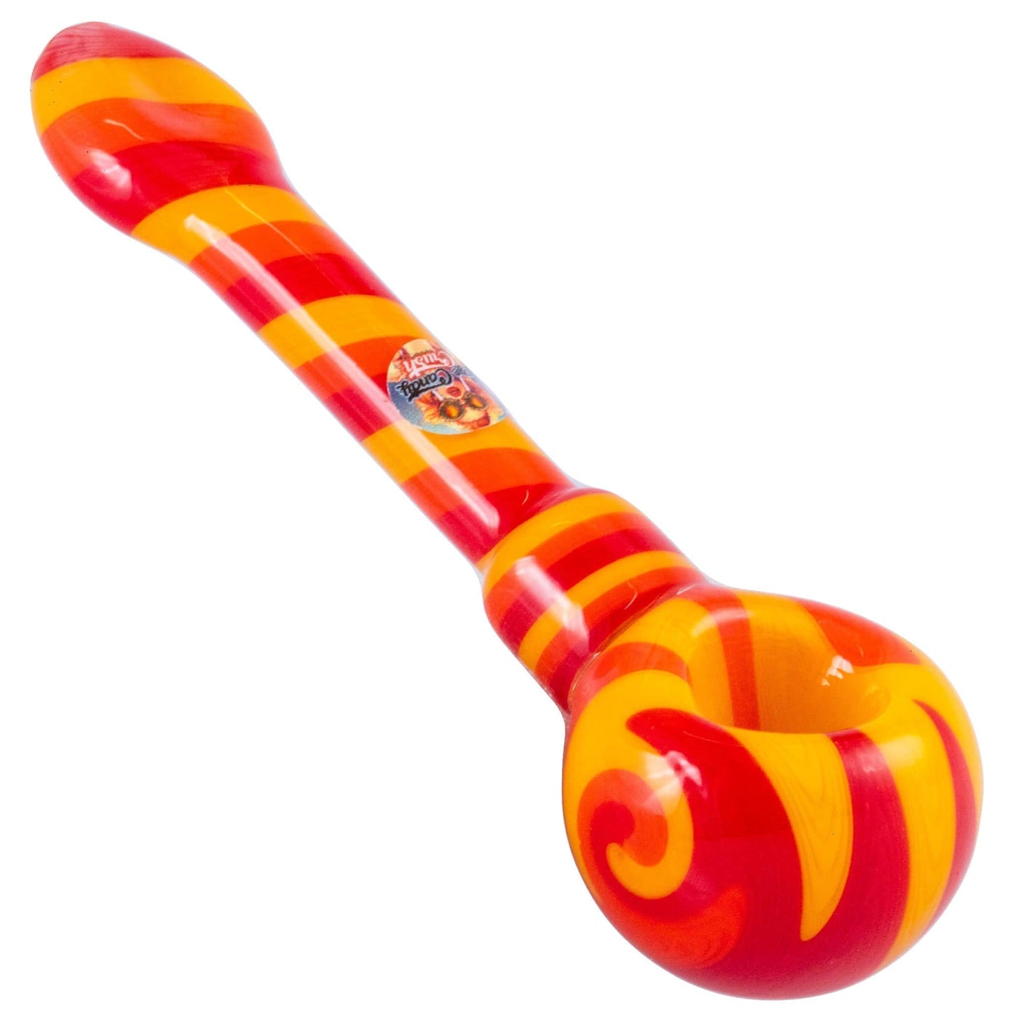 Crush Hand Pipe Orange Eye Candy Long Hand Pipe w/Flat Mouthpiece