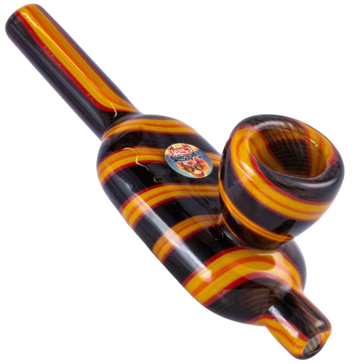 Crush Hand Pipe Black Orange Eye Candy Flat Belly Steam Rollers