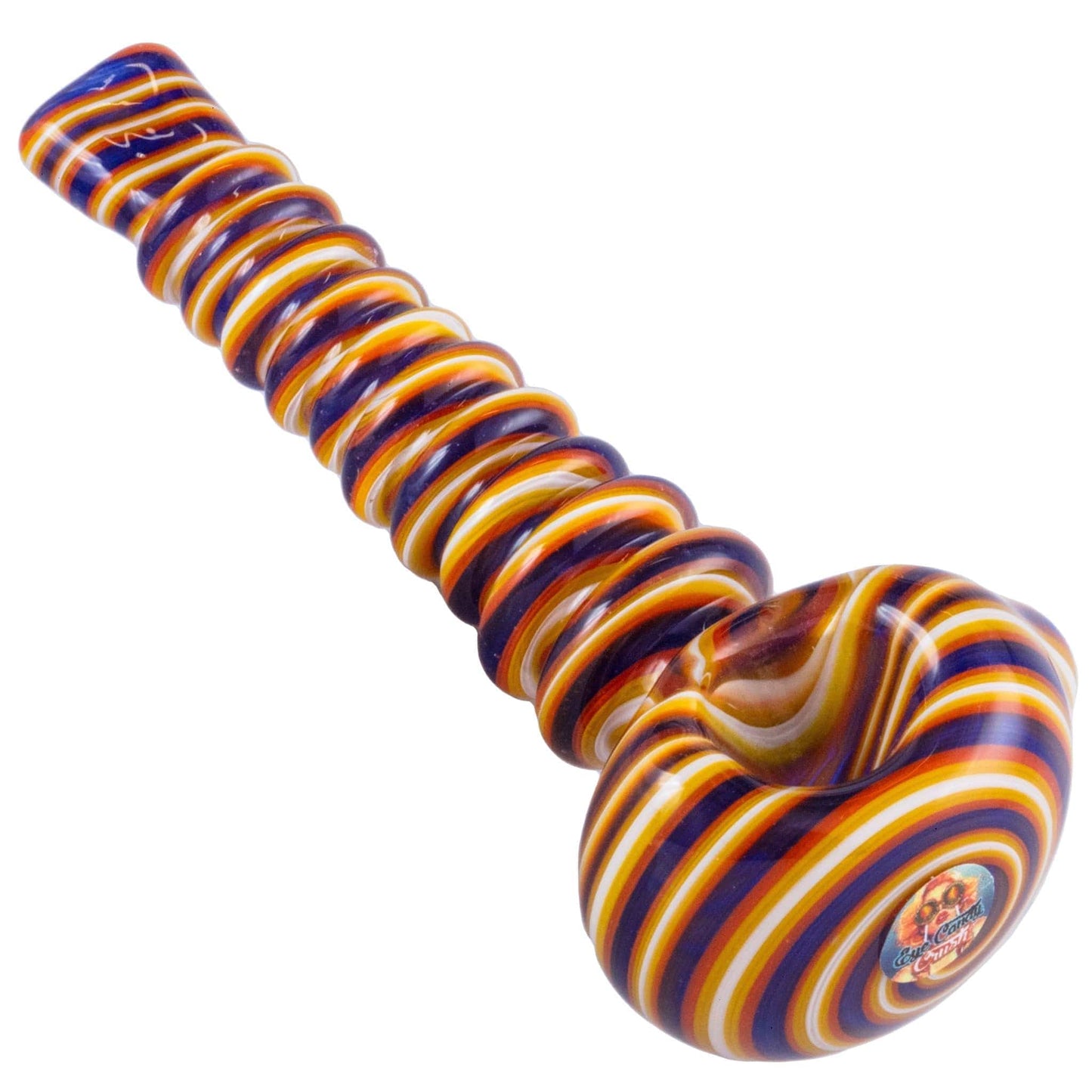 Crush Hand Pipe Blue Orange Eye Candy MegaTwist 5" Flat Mouthpiece Hand Pipe