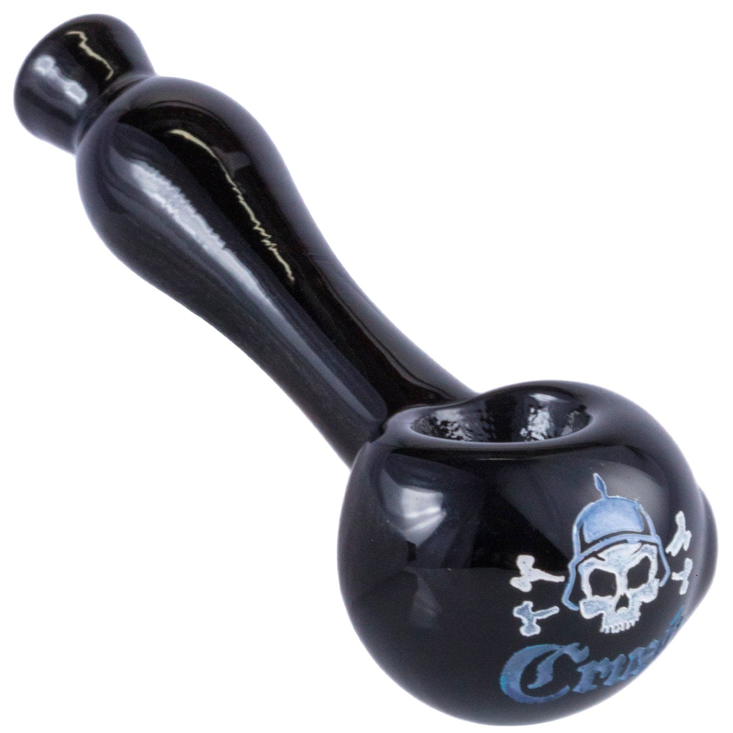 Crush Hand Pipe Blue Laser-Etched Hand Pipe with Skull Logo