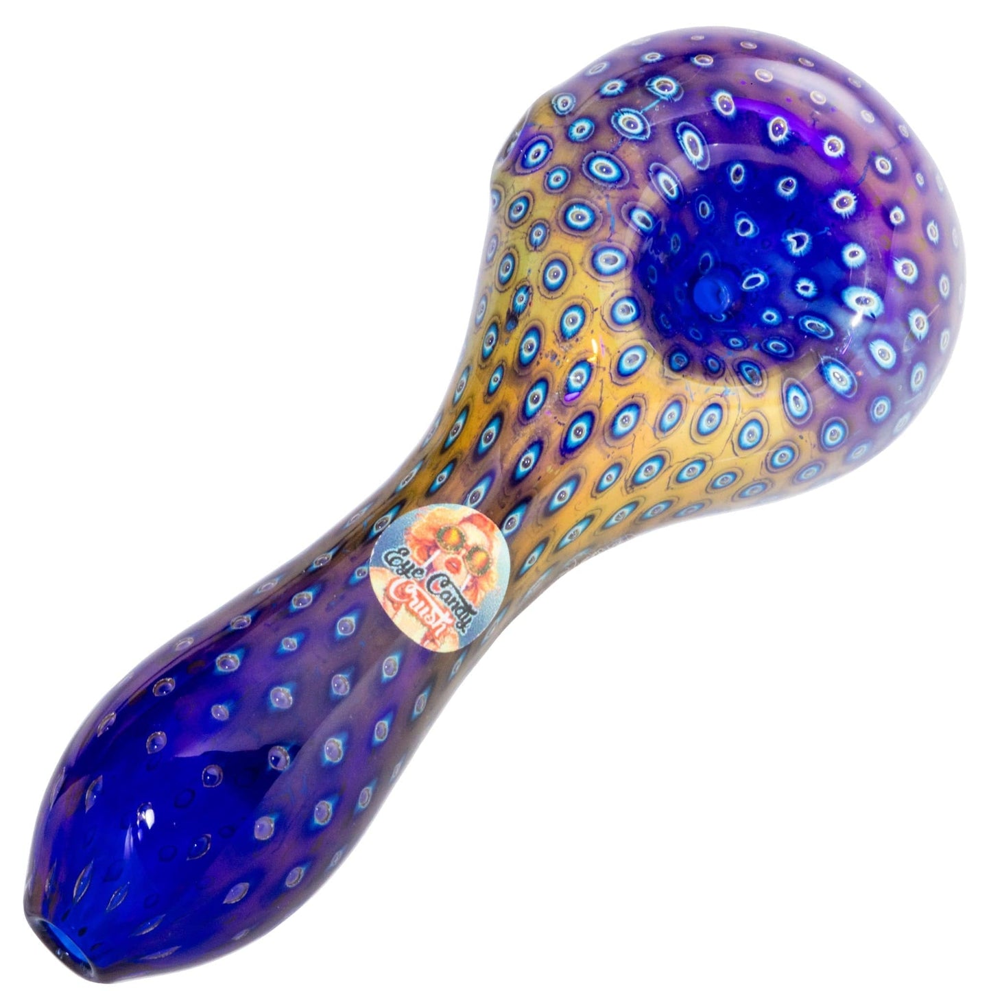 Crush Hand Pipe Blue Snake Skin Eye Candy 4" Borosilicate Glass Snake Skin Hand Pipe