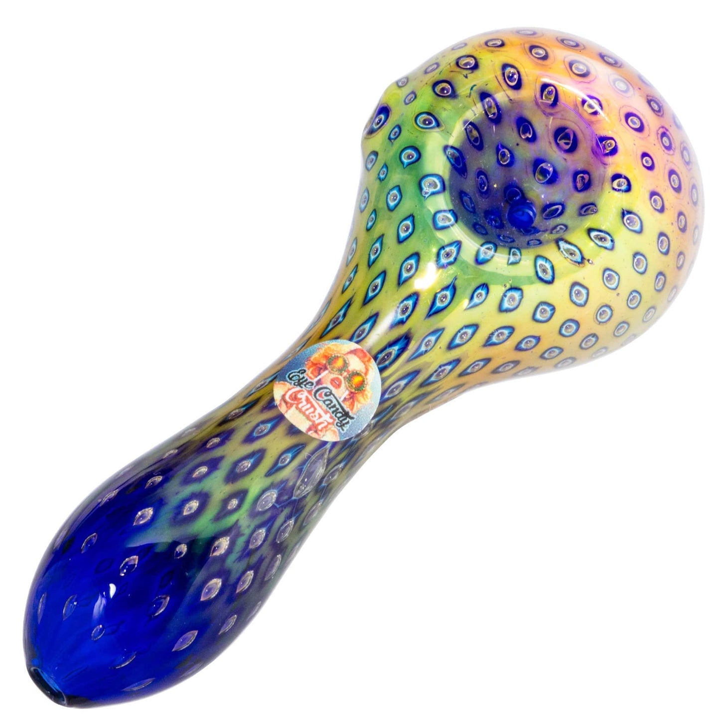 Crush Hand Pipe Green Snake Skin Eye Candy 4" Borosilicate Glass Snake Skin Hand Pipe