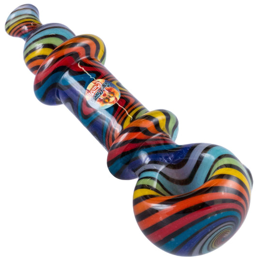 Crush Hand Pipe Rainbow Black Eye Candy Wig-Wag Hand Pipe 4.5"