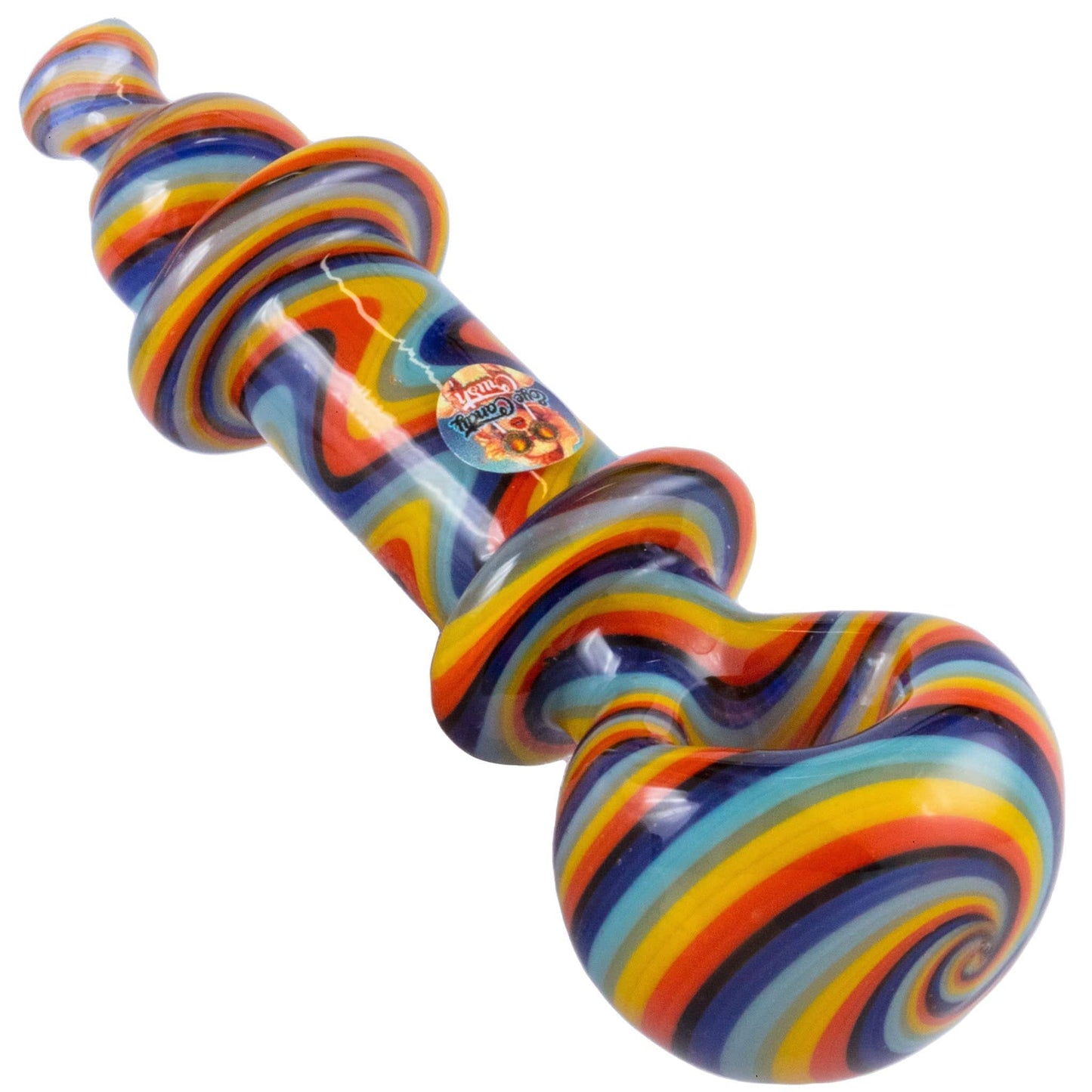 Crush Hand Pipe Rainbow Eye Candy Wig-Wag Hand Pipe 4.5"