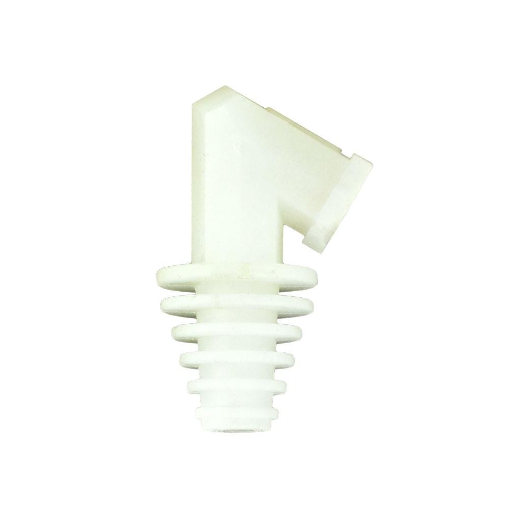 Centered front view of a white Pulsar Silicone Cart Rig Adapter against a plain white background, showing its angled top and ribbed screw-like base.