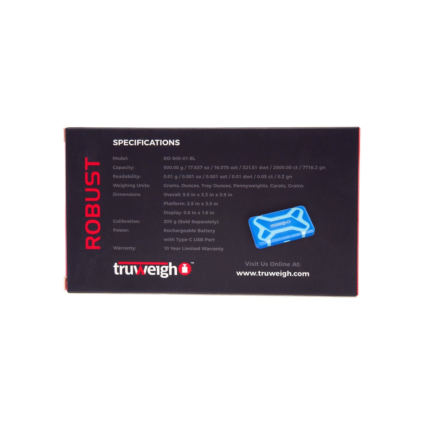 Truweigh Scales Robust Digital Mini Scale – 500g x 0.01g