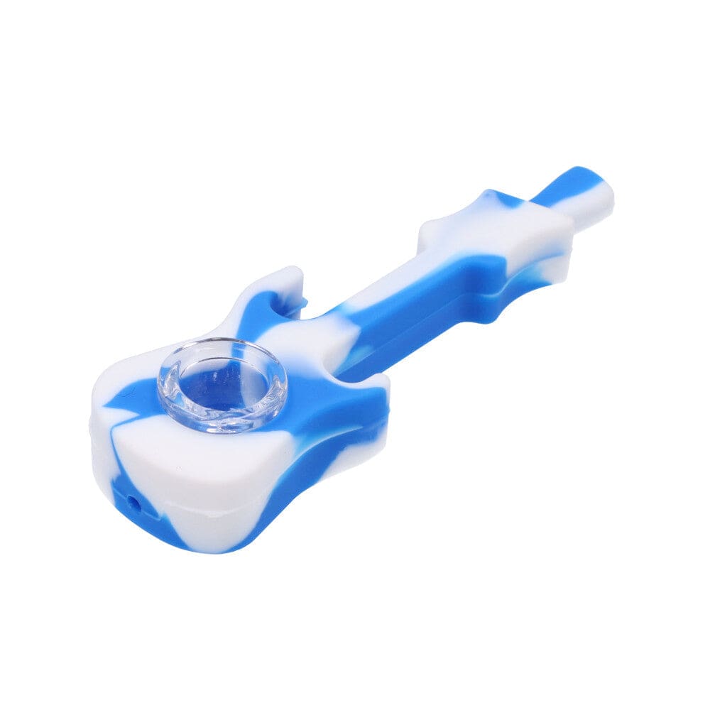 Daily High Club Hand Pipe White BLue Silicone Guitar Pipe