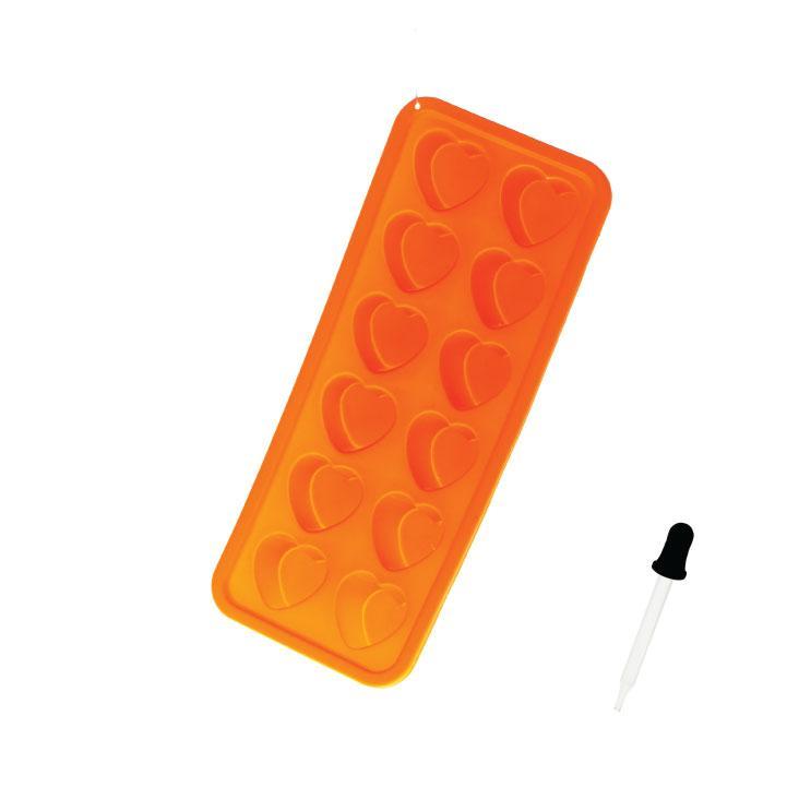 Daily High Club Bakeware Orange Silicone Heart Ice Cube Tray