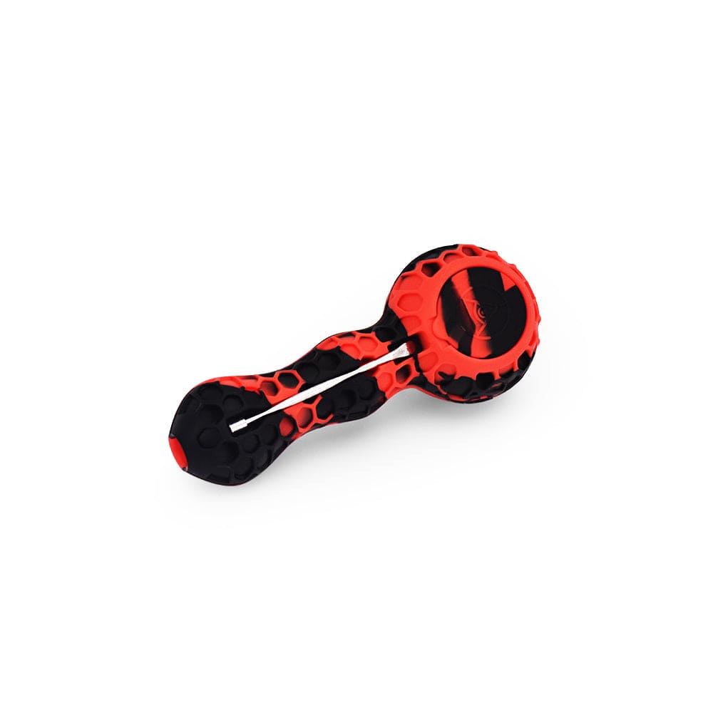 Ritual Hand Pipe 4'' Silicone Spoon Pipe - Red & Black