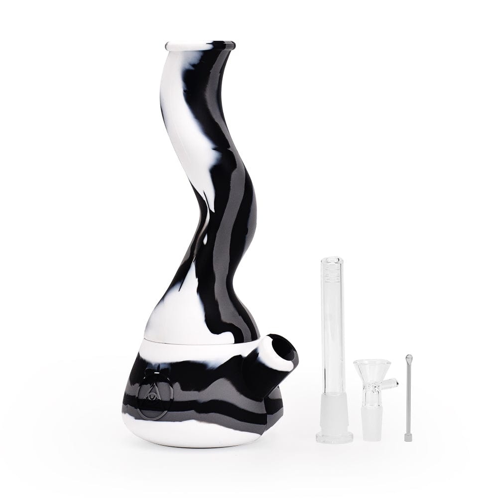 Ritual Bong 10'' Wavy Silicone Beaker - Black & White