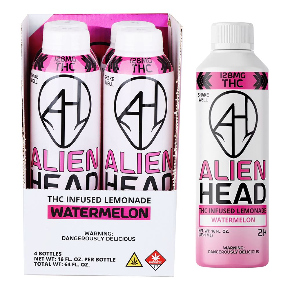 Alien Head D9 THC Lemonade | Watermelon | 16oz | 128mg | 4ct Display