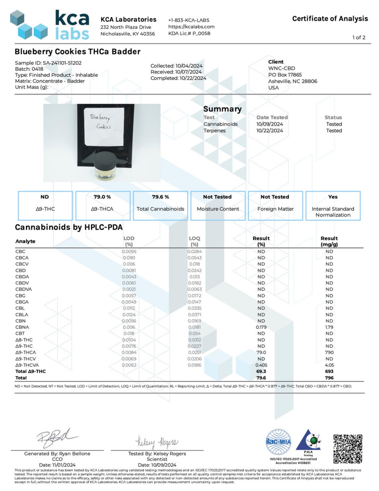 WNC CBD THCA Badder - 3.5g