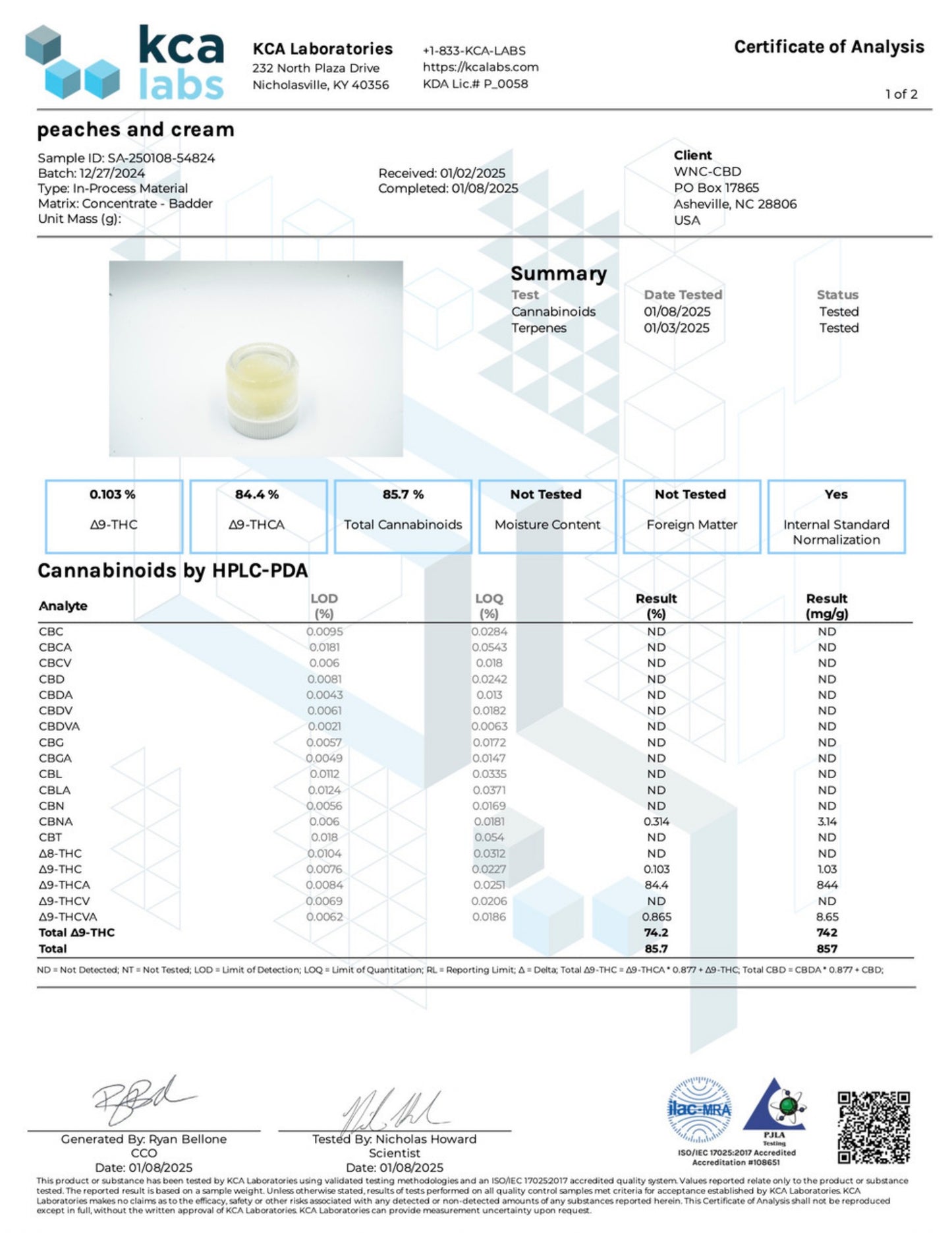 WNC CBD THCA Badder - 3.5g