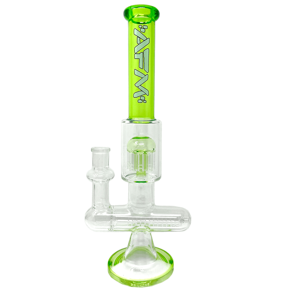 AFM Smoke Bong Lime Green 12" AFM Glass Sidewinder Inline Perc Glass Bong