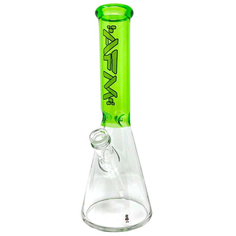 AFM Smoke Waterpipes Lime 12" AFM Glass Extraterrestrial Colored Glass Sleeve Beaker Bong