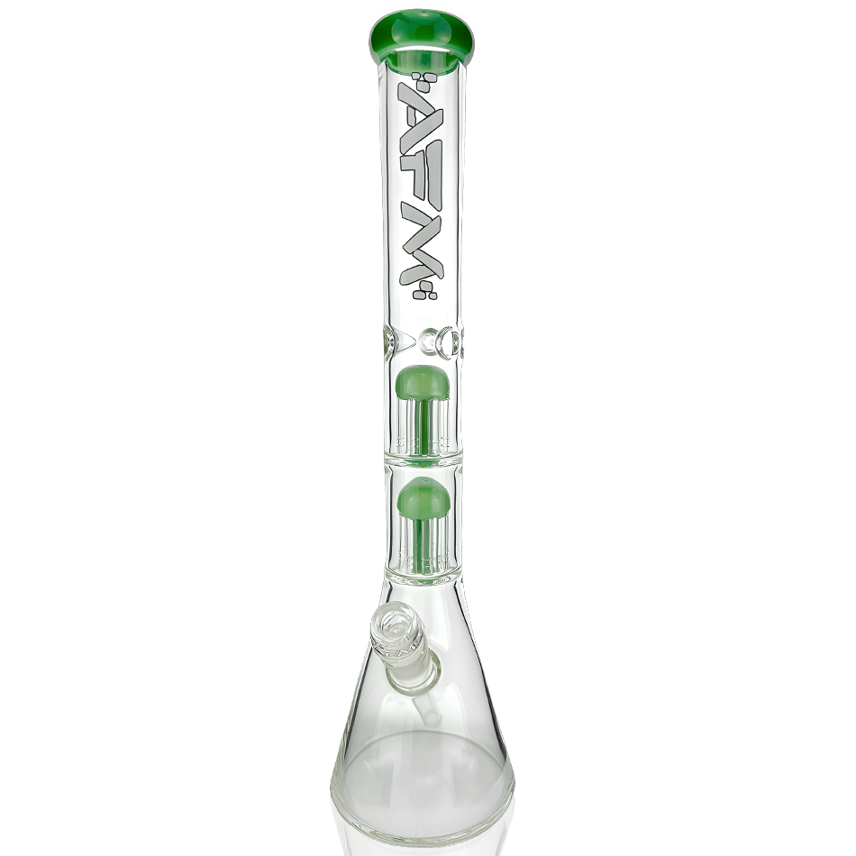 AFM Smoke Waterpipes Forest Green 18" AFM Hitter Double Arm Perc 9mm Glass Beaker Bong