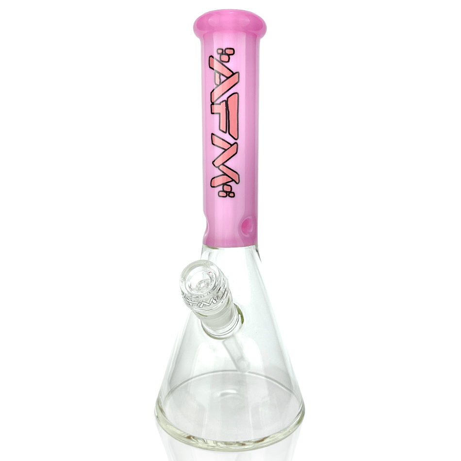 AFM Smoke Bong Pink 12" AFM Glass Extraterrestrial Color Sleeve Glass Beaker Bong