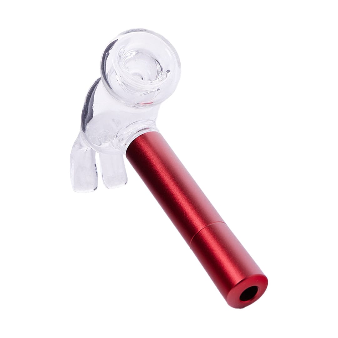 Cheech Glass Hand Pipe Red Cheech Glass Metal Glass Hammer