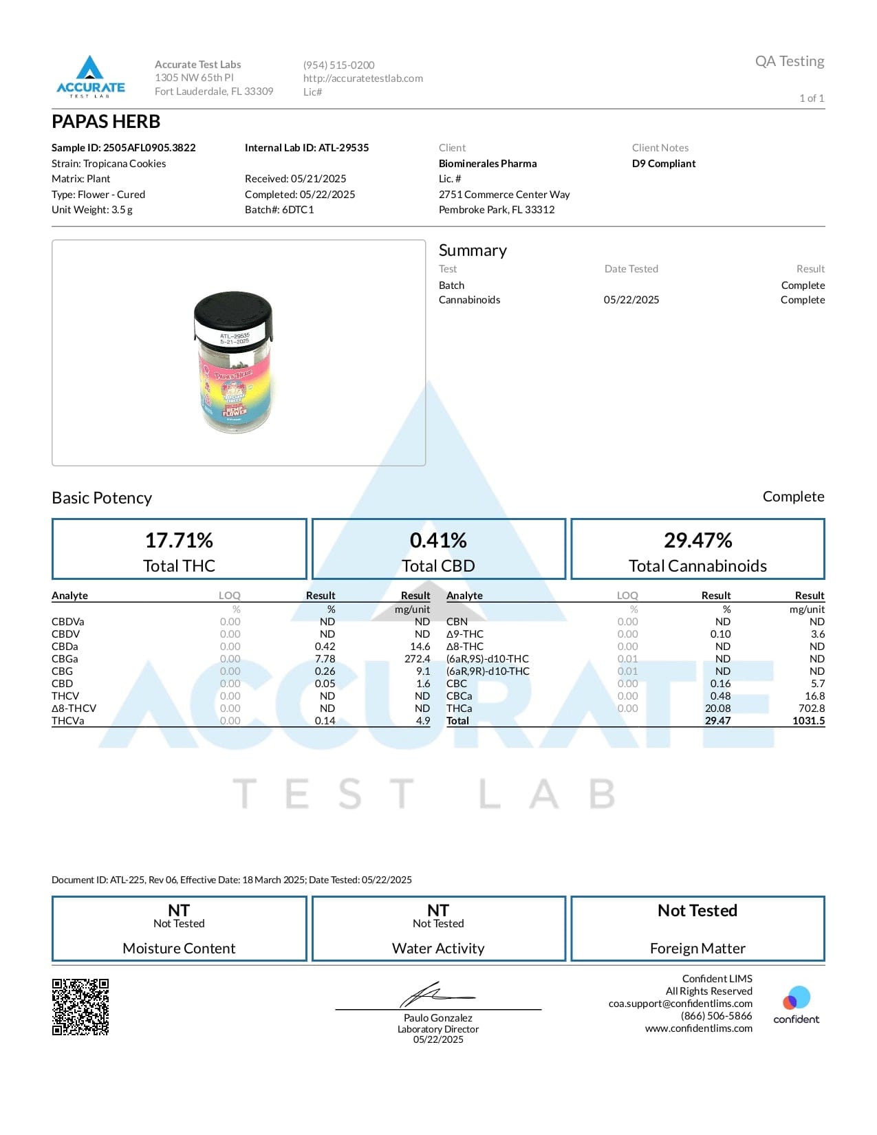 TROPICANA COOKIES INDOOR THCa FLOWER
