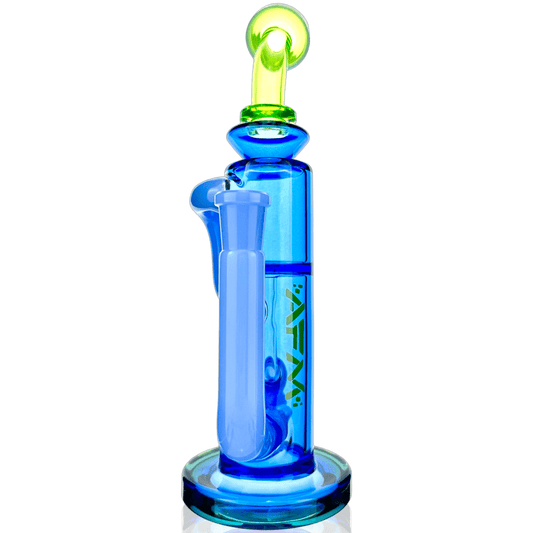 AFM Smoke Dab Rig Ink Blue/ Lime 10" Glass Bilbao Colored Glass Recycler Dab Rig