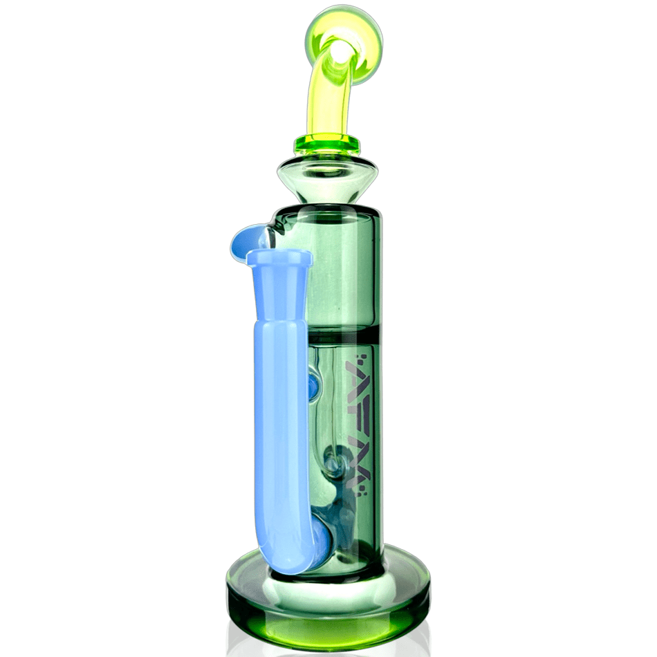 AFM Smoke Dab Rig Smokey/ Lime 10" Glass Bilbao Colored Glass Recycler Dab Rig