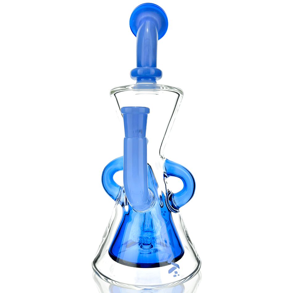 AFM Smoke Dab Rig Jade Blue 10" Glass Hour Glass Colored Recycler Dab Rig