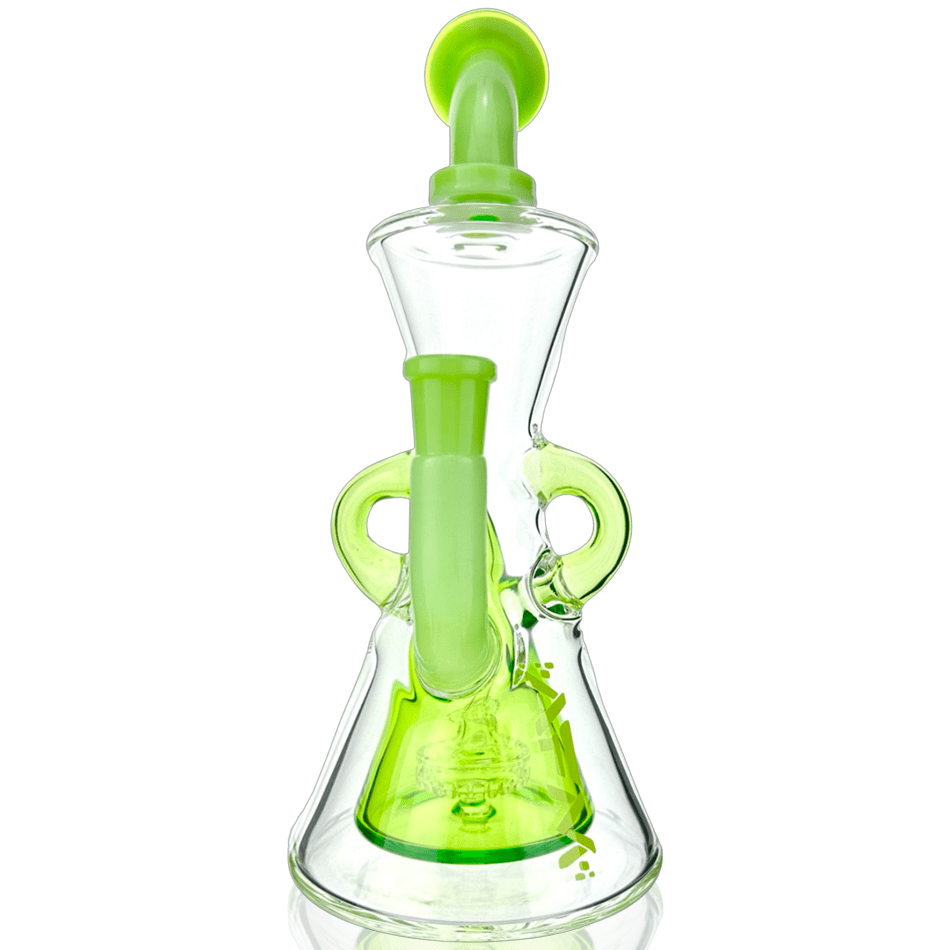 AFM Smoke Dab Rig Lime 10" Glass Hour Glass Colored Recycler Dab Rig