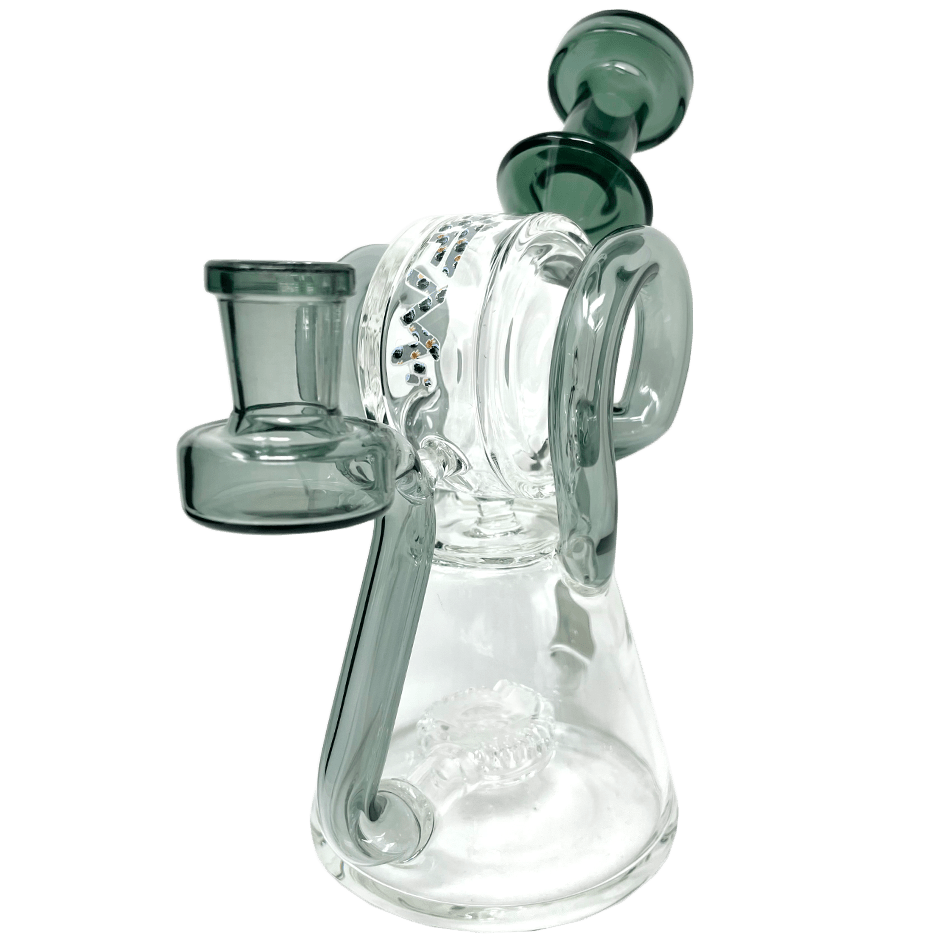 AFM Smoke Dab Rig Smokey 8" AFM Double Ram Special Decal Glass Recycler Dab Rig