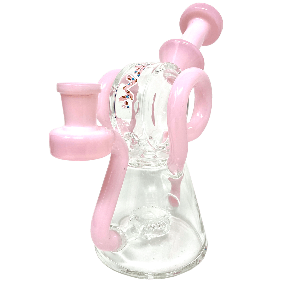 AFM Smoke Dab Rig Pink 8" AFM Double Ram Special Decal Glass Recycler Dab Rig