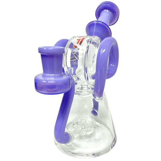 AFM Smoke Dab Rig Purple 8" AFM Double Ram Special Decal Glass Recycler Dab Rig