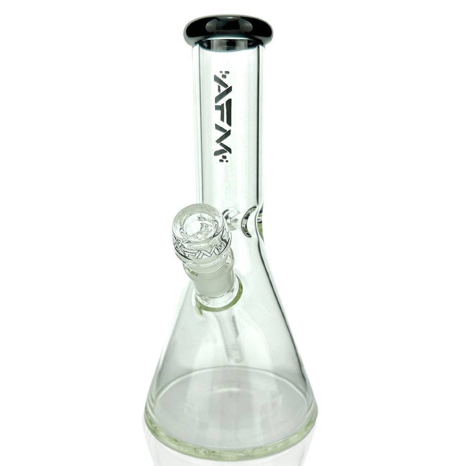 AFM Smoke Bong Black 10" AFM Glass Classic Colored Lip Beaker Bong