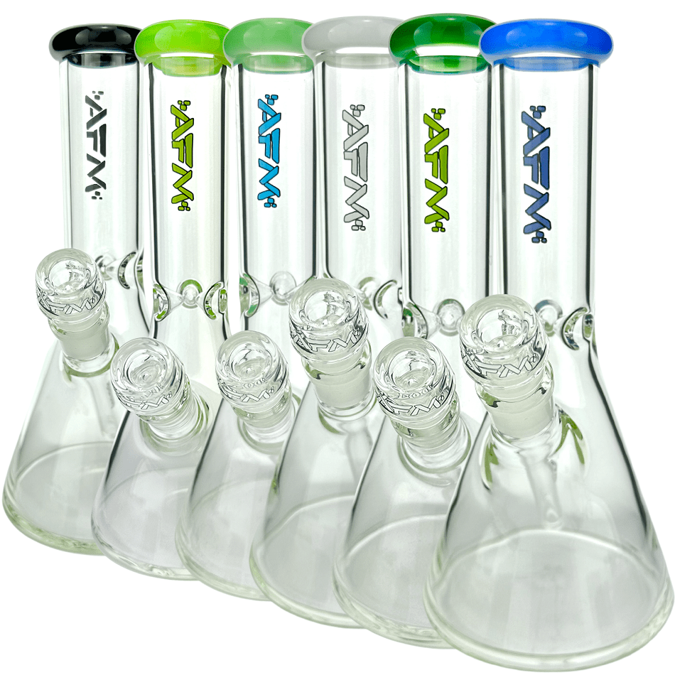 AFM Smoke Bong 10" AFM Glass Classic Colored Lip Beaker Bong