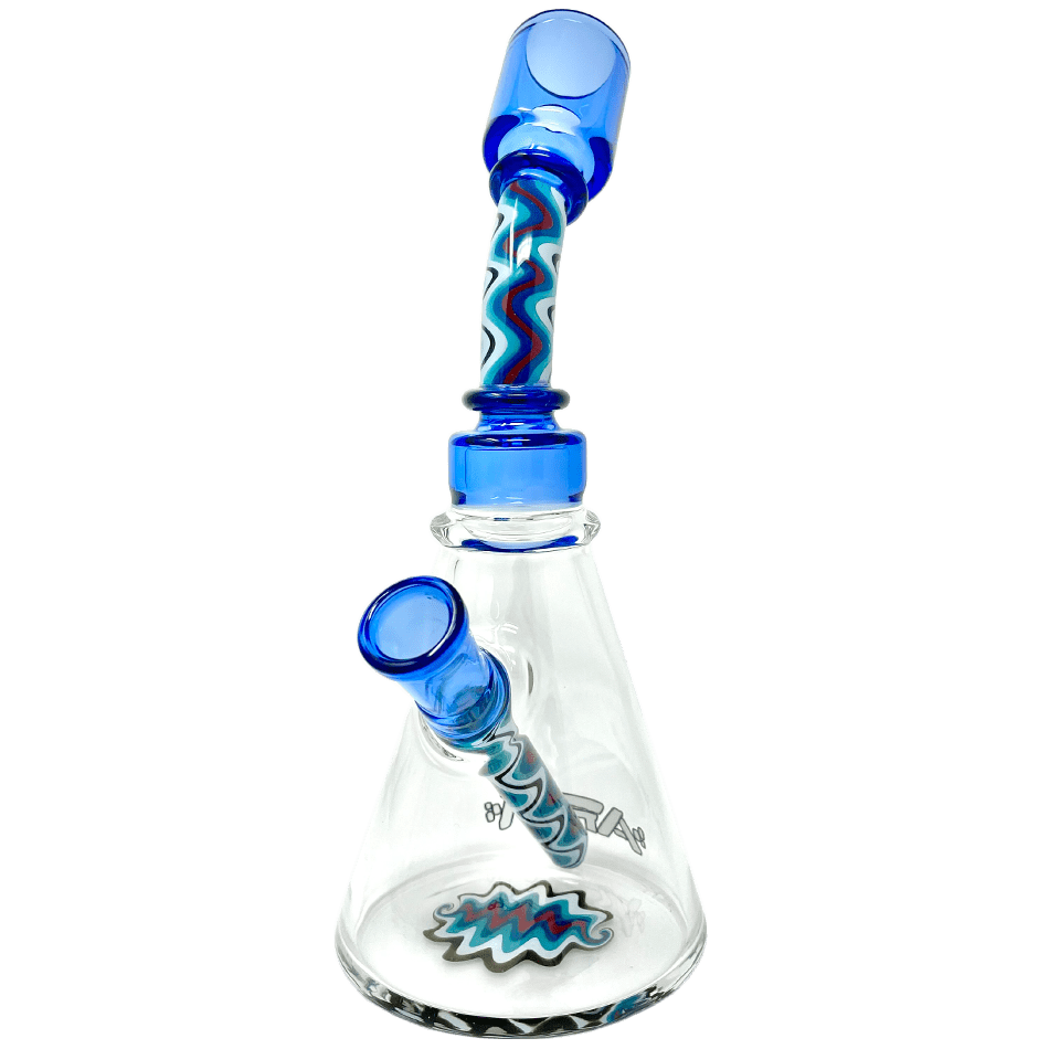 AFM Smoke Bong Ink Blue 8.5" AFM Reversal Wig Wag Power Glass Beaker Bong