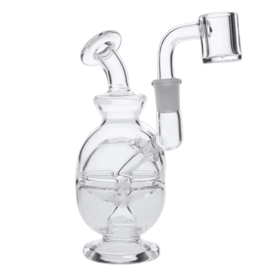 Daily High Club Dab Rig Glass Bubbler Pipe w/10mm Male Quartz-Clear-4.5 in