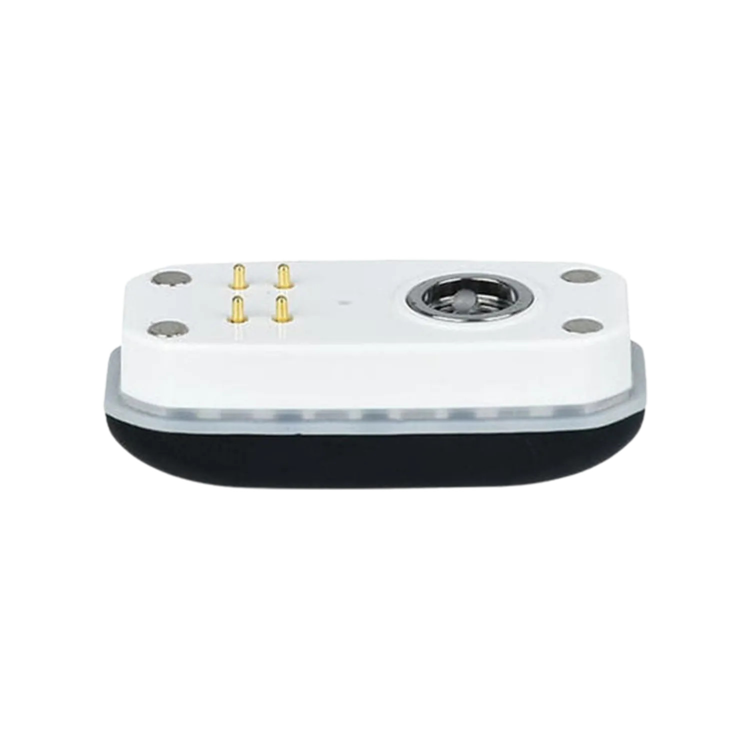 Close-up side view of the white and black Pulsar 510 Dl 2.0 Pro Replacement Magnetic Connector showing four gold pins and a circular metal socket.