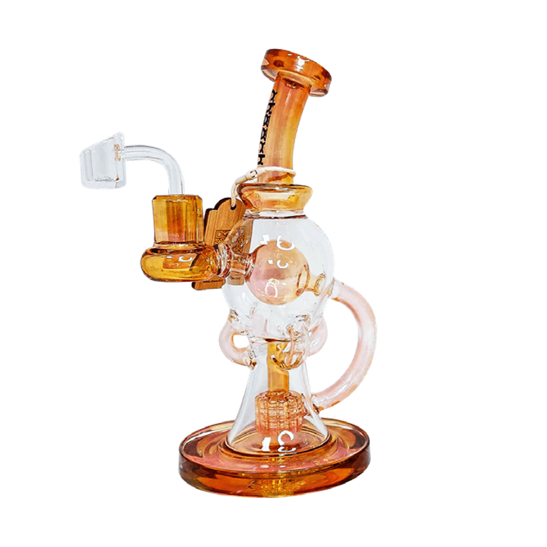 Cheech Glass Dab Rig Amber 9" Fumed Recycler Rig